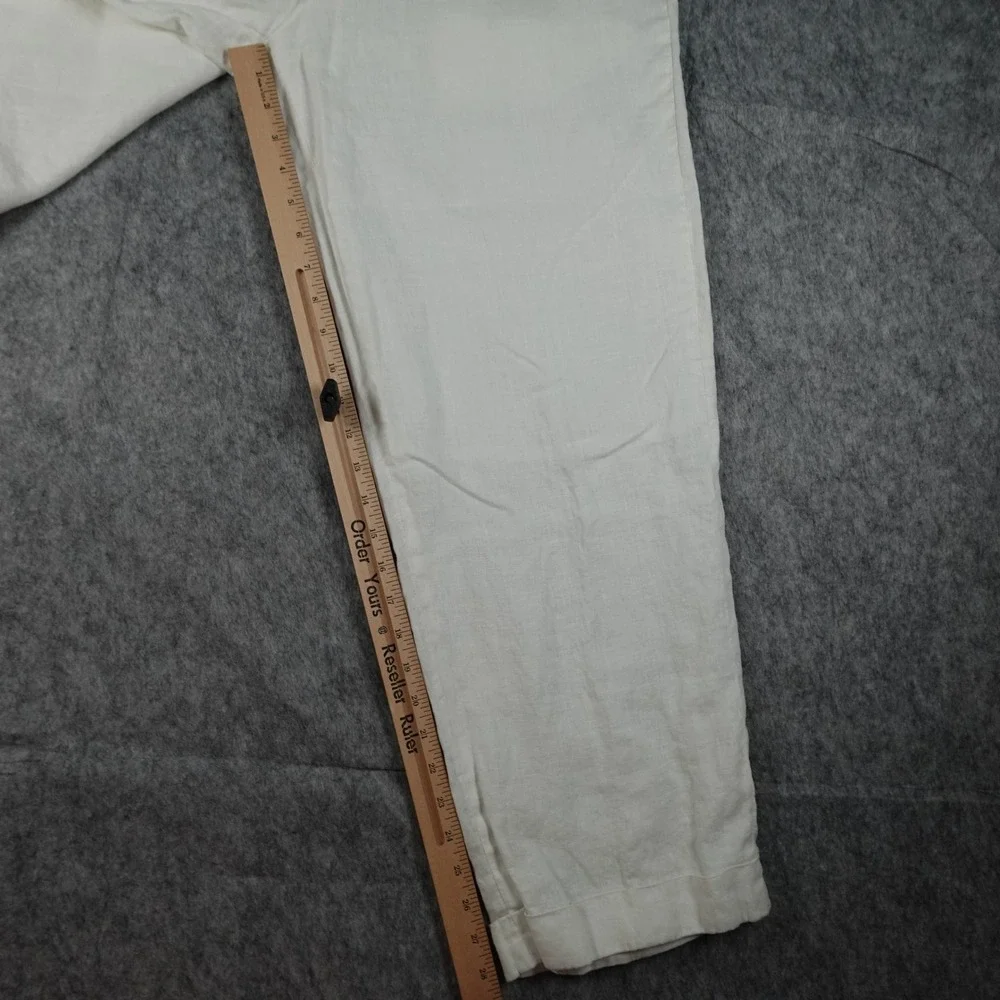 Prestige Pant Mens 38 White Linen Pleated Trousers Preppy Beachy Resortwear
